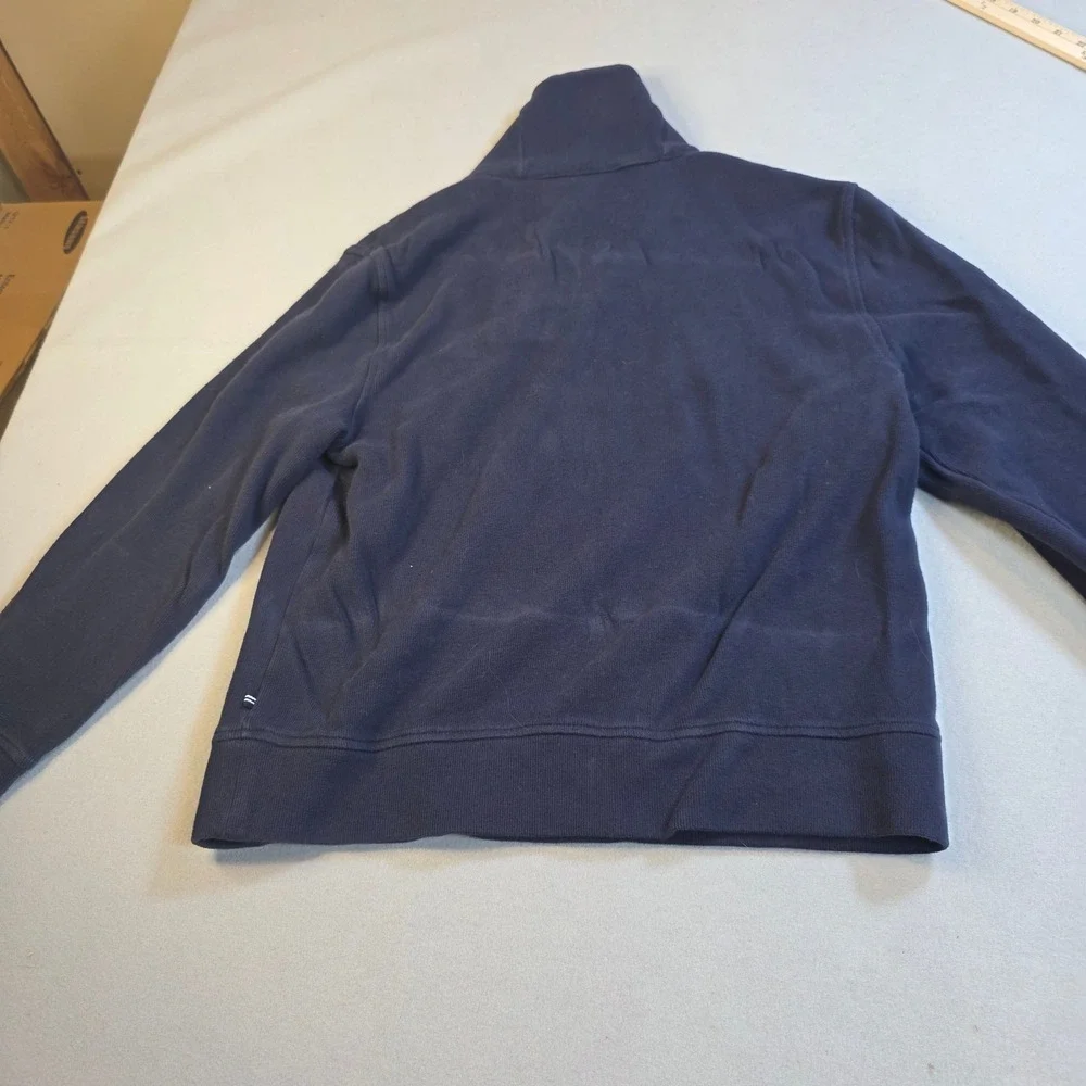 Nautica Mens Shawl Collar Pullover Sweater Navy Blue 100% Cotton Large